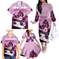 Kentucky Horse Racing Family Matching Off The Shoulder Long Sleeve Dress and Hawaiian Shirt Derby Mint Julep Girl - Pink Pastel LT14