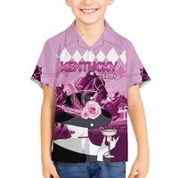 Kentucky Horse Racing Family Matching Off The Shoulder Long Sleeve Dress and Hawaiian Shirt Derby Mint Julep Girl - Pink Pastel LT14