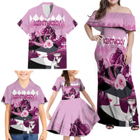 Kentucky Horse Racing Family Matching Off Shoulder Maxi Dress and Hawaiian Shirt Derby Mint Julep Girl - Pink Pastel LT14