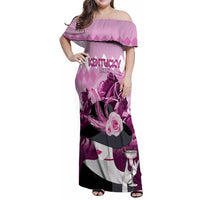 Kentucky Horse Racing Family Matching Off Shoulder Maxi Dress and Hawaiian Shirt Derby Mint Julep Girl - Pink Pastel LT14