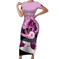 Kentucky Horse Racing Family Matching Short Sleeve Bodycon Dress and Hawaiian Shirt Derby Mint Julep Girl - Pink Pastel LT14