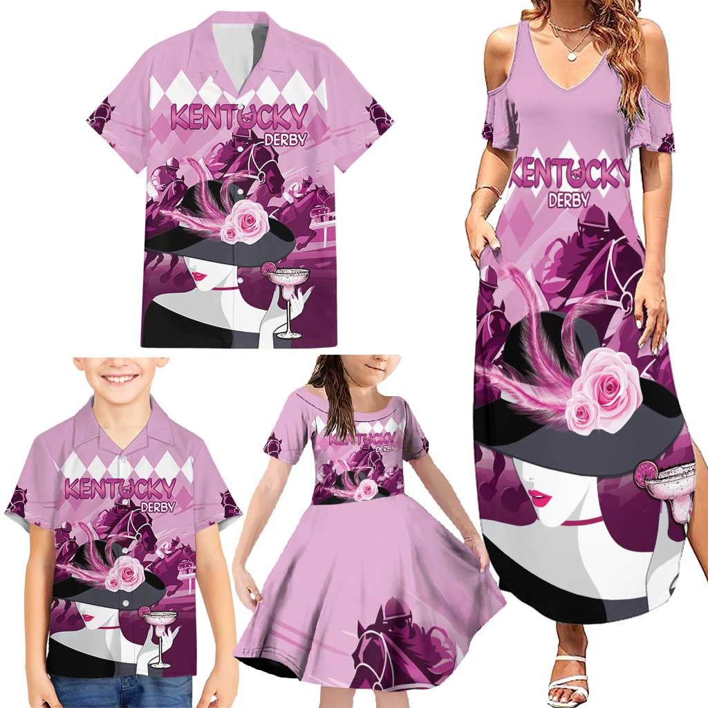 Kentucky Horse Racing Family Matching Summer Maxi Dress and Hawaiian Shirt Derby Mint Julep Girl - Pink Pastel LT14