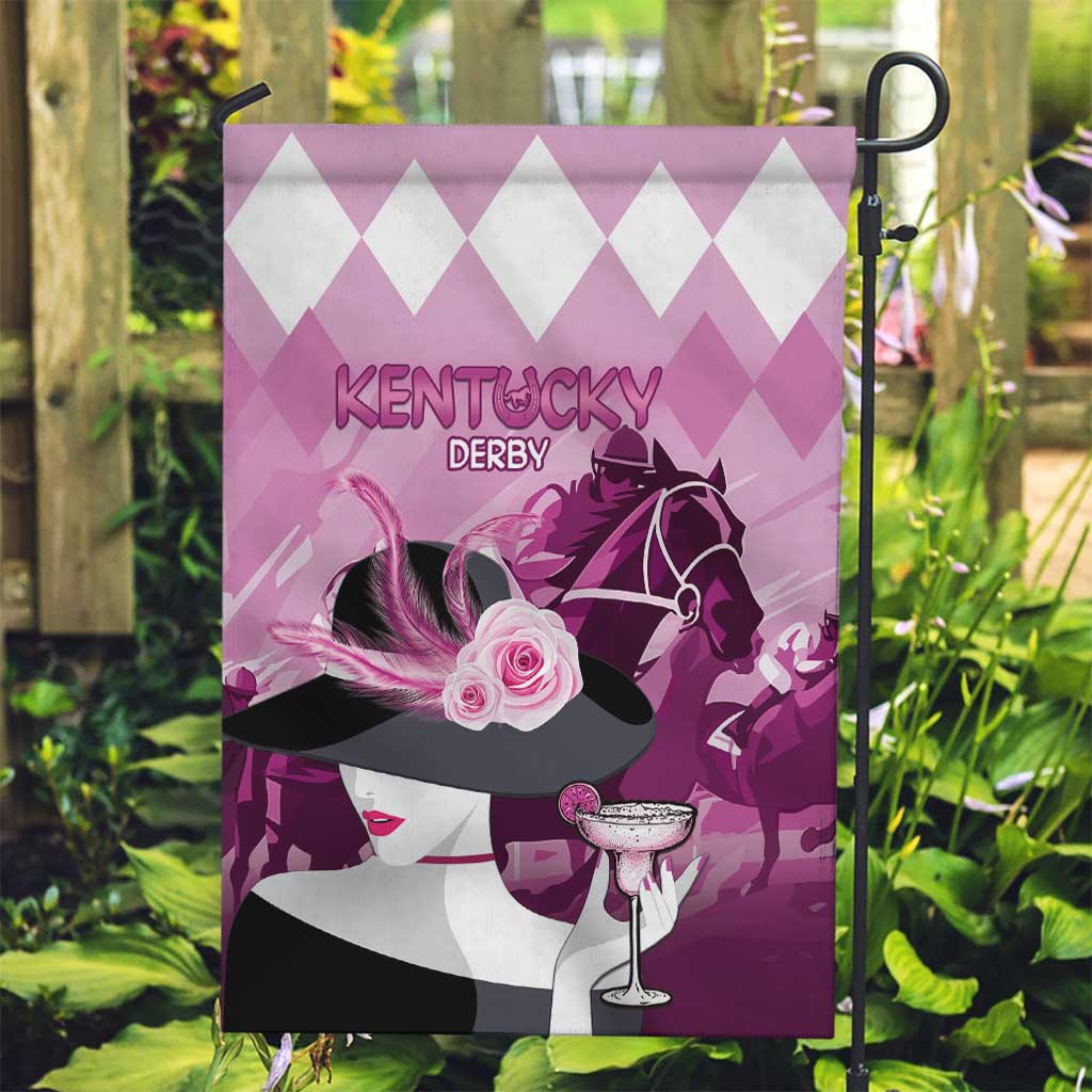 Kentucky Horse Racing Garden Flag Derby Mint Julep Girl - Pink Pastel LT14