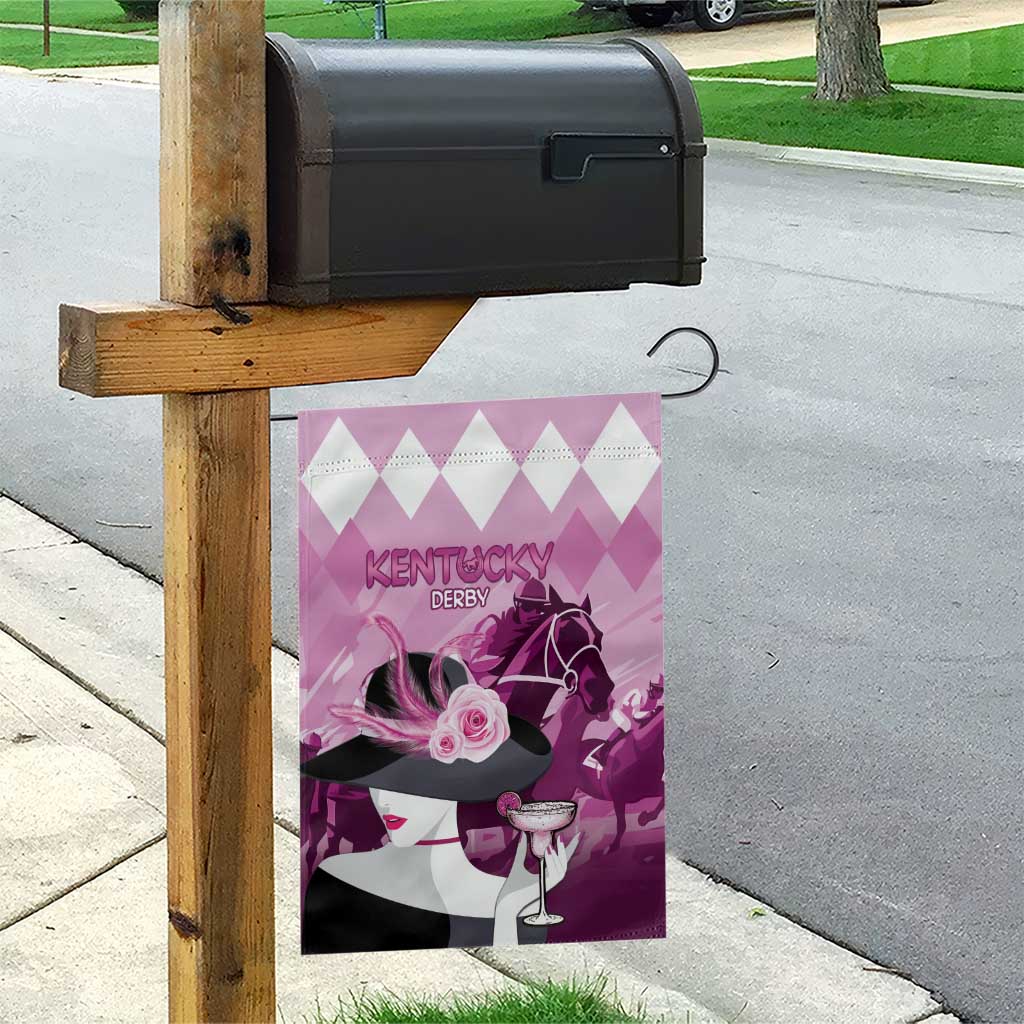 Kentucky Horse Racing Garden Flag Derby Mint Julep Girl - Pink Pastel LT14