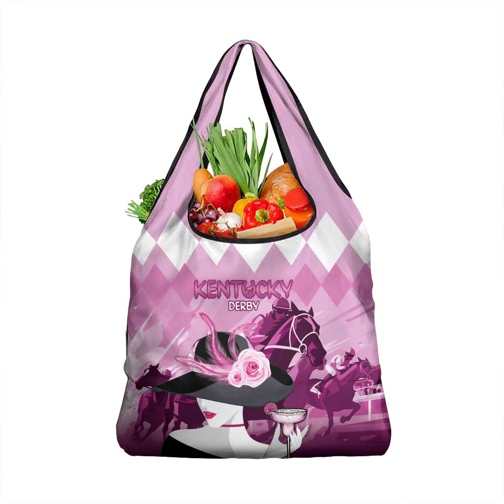 Kentucky Horse Racing Grocery Bag Derby Mint Julep Girl - Pink Pastel LT14