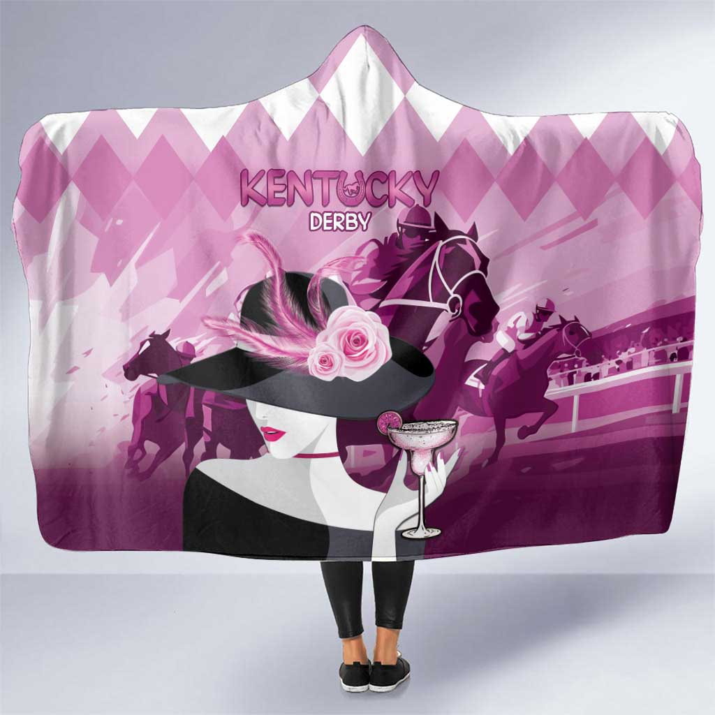 2024 Kentucky Horse Racing Hooded Blanket Derby Mint Julep Girl - Pink Pastel