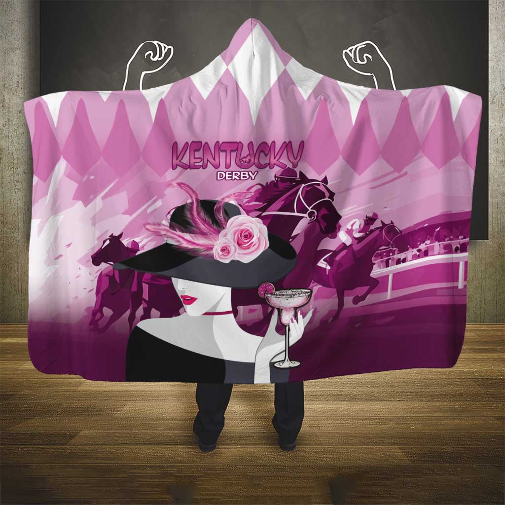 Kentucky Horse Racing Hooded Blanket Derby Mint Julep Girl - Pink Pastel LT14