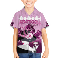 Kentucky Horse Racing Kid Hawaiian Shirt Derby Mint Julep Girl - Pink Pastel LT14