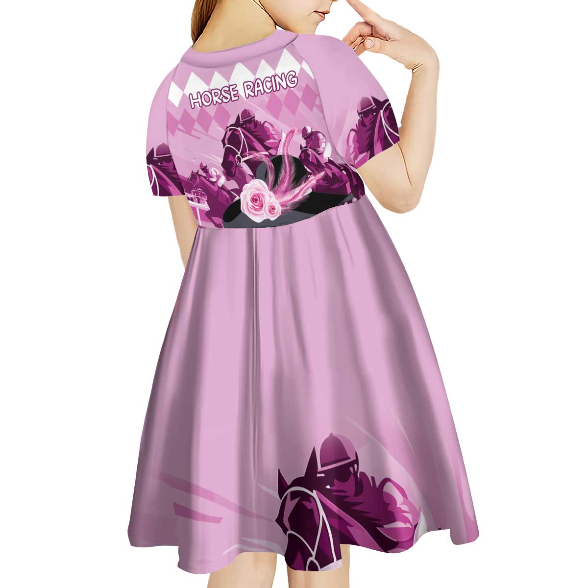 Kentucky Horse Racing Kid Short Sleeve Dress Derby Mint Julep Girl - Pink Pastel LT14