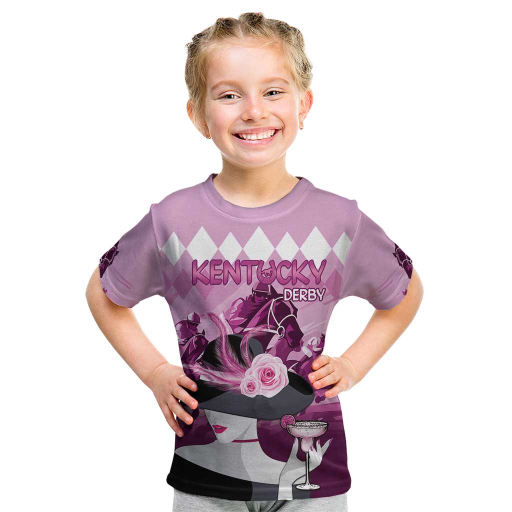 Kentucky Horse Racing Kid T Shirt Derby Mint Julep Girl - Pink Pastel LT14