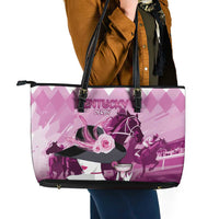 Kentucky Horse Racing Leather Tote Bag Derby Mint Julep Girl - Pink Pastel LT14