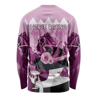 Kentucky Horse Racing Long Sleeve Shirt Derby Mint Julep Girl - Pink Pastel LT14