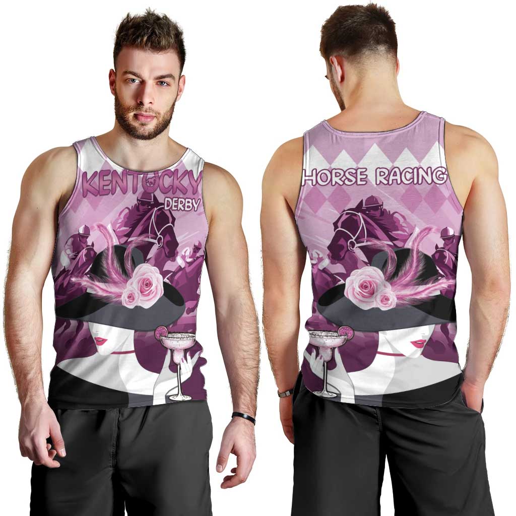 Kentucky Horse Racing Men Tank Top Derby Mint Julep Girl - Pink Pastel LT14