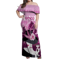 Kentucky Horse Racing Off Shoulder Maxi Dress Derby Mint Julep Girl - Pink Pastel LT14