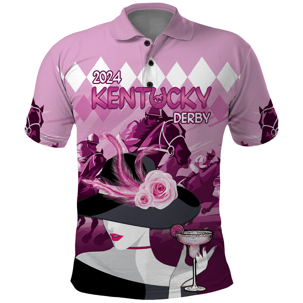 2024 Kentucky Horse Racing Polo Shirt Derby Mint Julep Girl - Pink Pastel