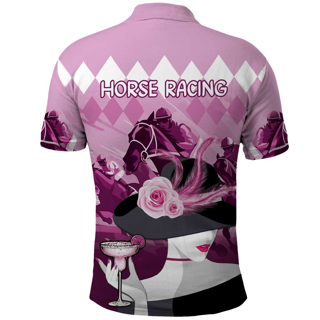 Kentucky Horse Racing Polo Shirt Derby Mint Julep Girl - Pink Pastel LT14