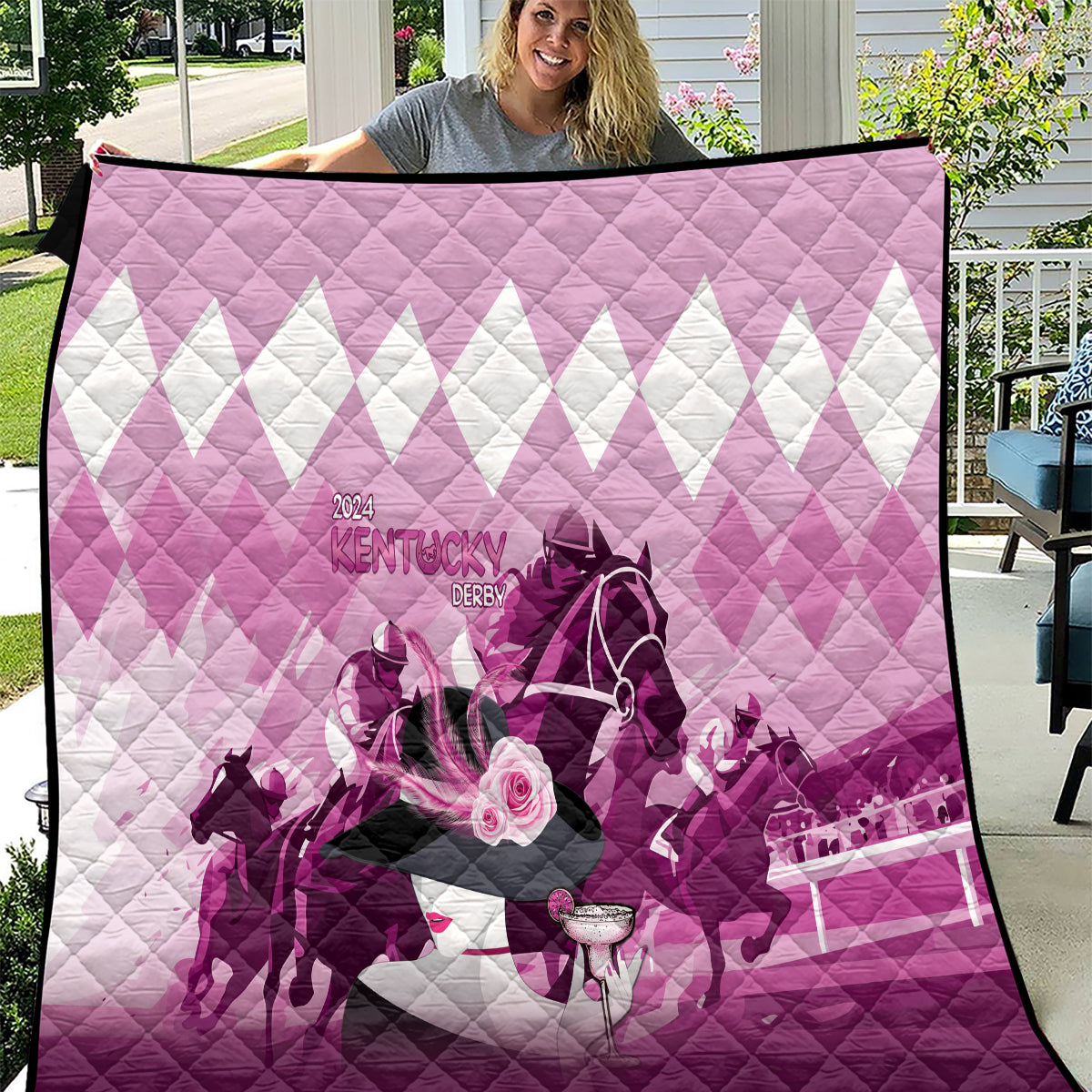 2024 Kentucky Horse Racing Quilt Derby Mint Julep Girl - Pink Pastel