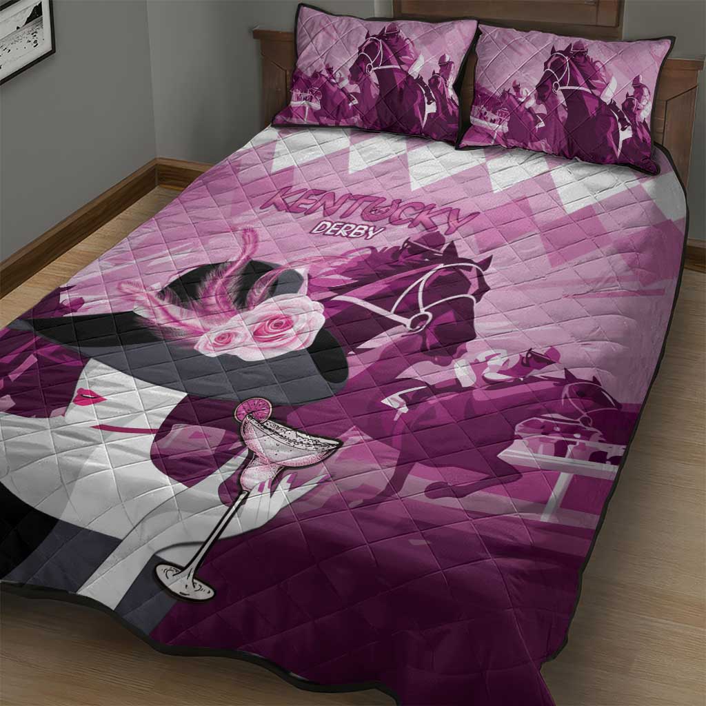 Kentucky Horse Racing Quilt Bed Set Derby Mint Julep Girl - Pink Pastel LT14