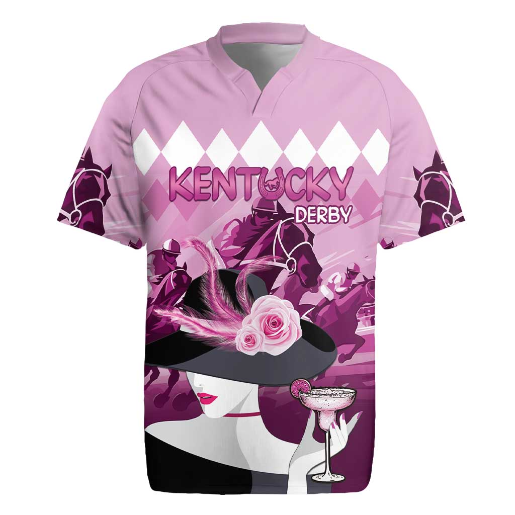 Kentucky Horse Racing Rugby Jersey Derby Mint Julep Girl - Pink Pastel LT14