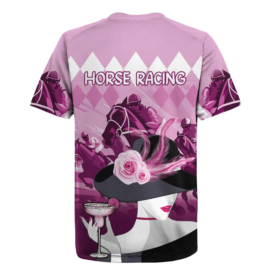 Kentucky Horse Racing Rugby Jersey Derby Mint Julep Girl - Pink Pastel LT14