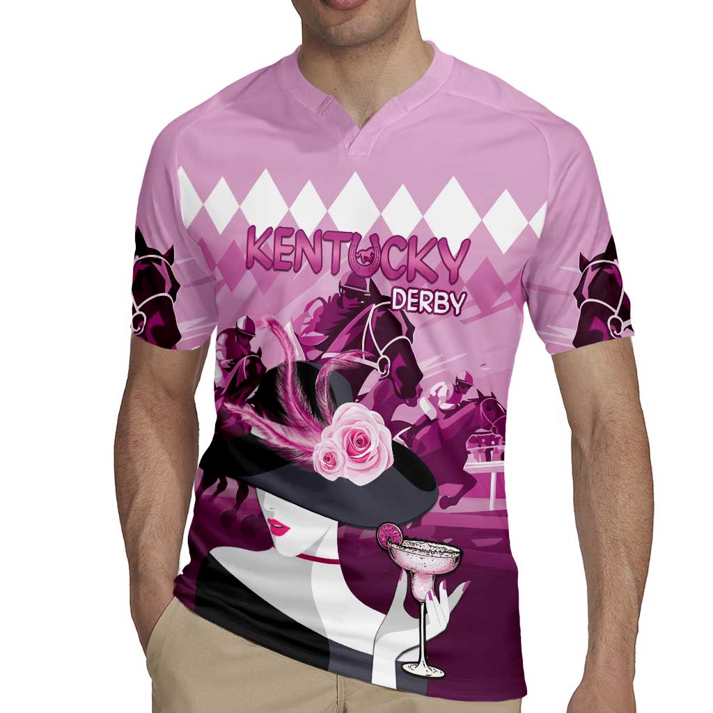 Kentucky Horse Racing Rugby Jersey Derby Mint Julep Girl - Pink Pastel LT14