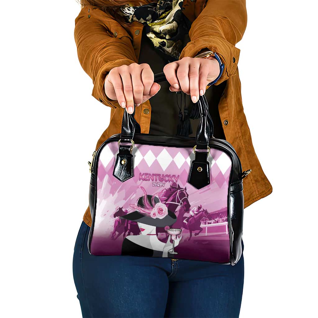 Kentucky Horse Racing Shoulder Handbag Derby Mint Julep Girl - Pink Pastel LT14