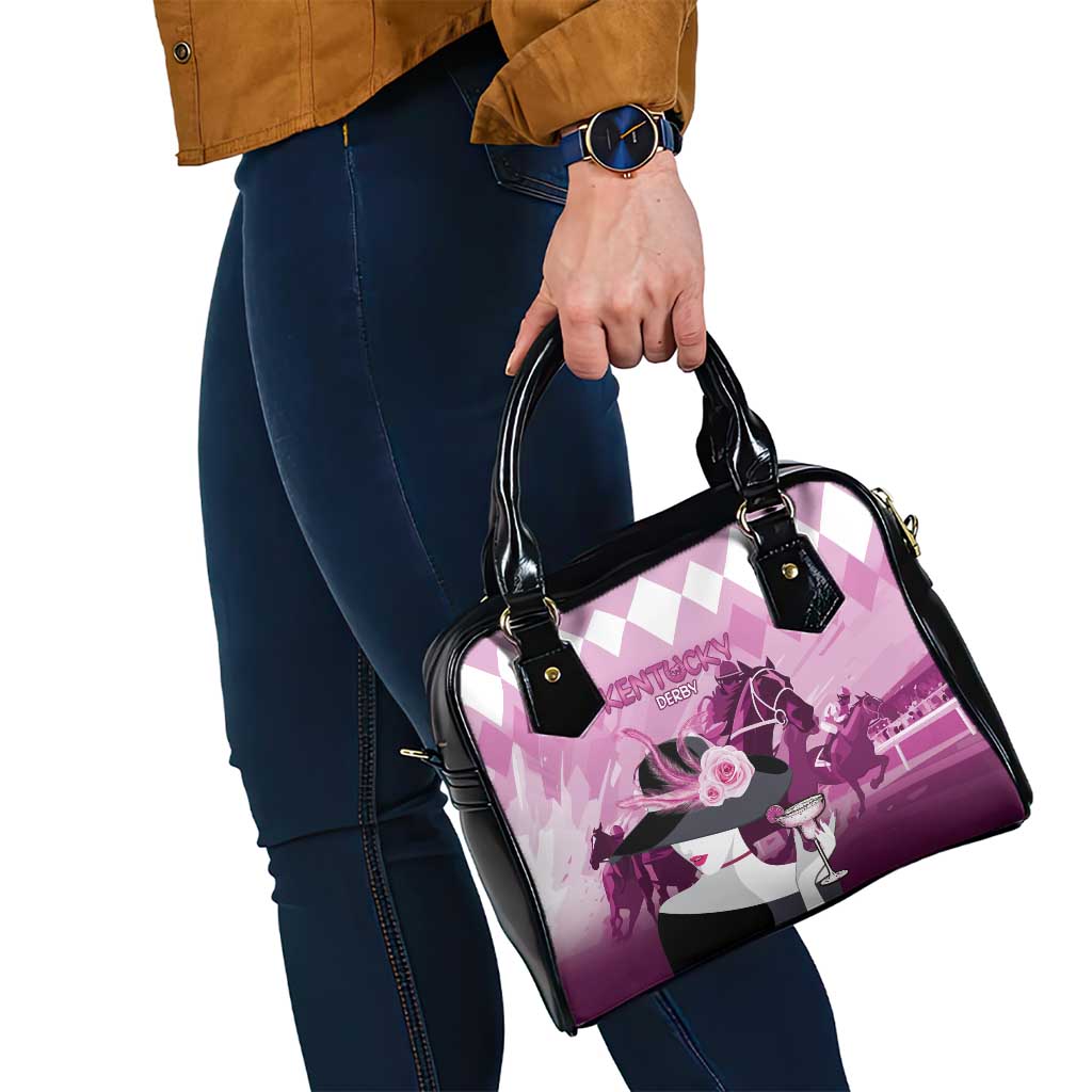 Kentucky Horse Racing Shoulder Handbag Derby Mint Julep Girl - Pink Pastel LT14