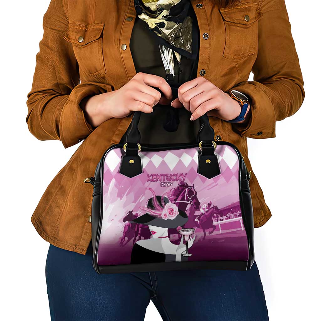 Kentucky Horse Racing Shoulder Handbag Derby Mint Julep Girl - Pink Pastel LT14
