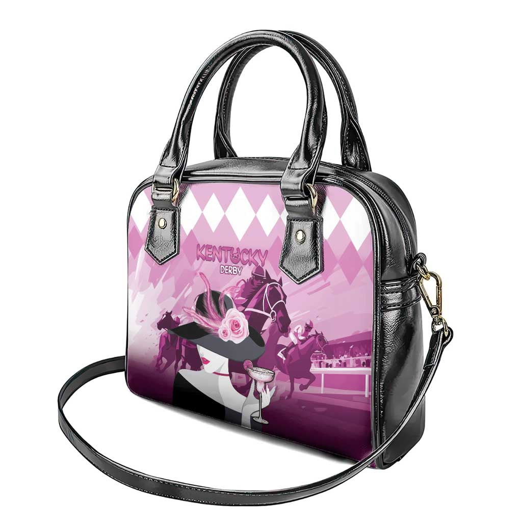 Kentucky Horse Racing Shoulder Handbag Derby Mint Julep Girl - Pink Pastel LT14