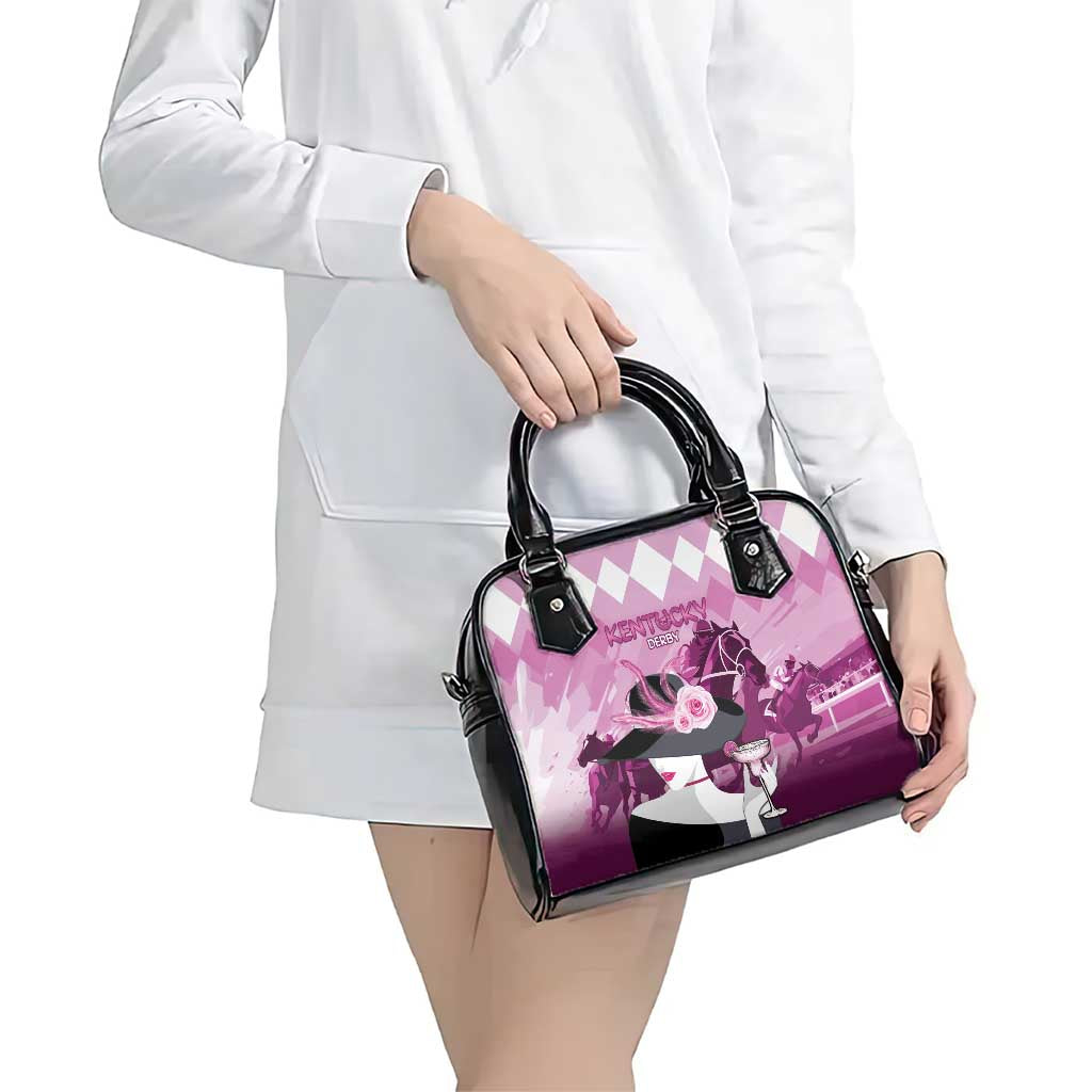 Kentucky Horse Racing Shoulder Handbag Derby Mint Julep Girl - Pink Pastel LT14
