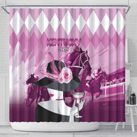 Kentucky Horse Racing Shower Curtain Derby Mint Julep Girl - Pink Pastel LT14