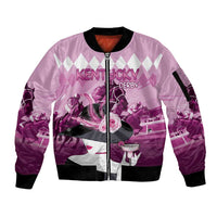 Kentucky Horse Racing Sleeve Zip Bomber Jacket Derby Mint Julep Girl - Pink Pastel LT14
