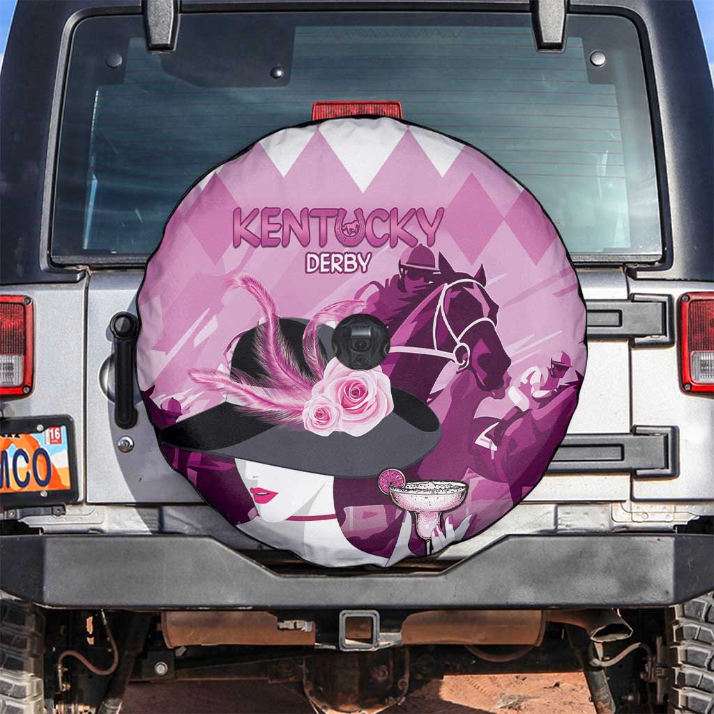 2024 Kentucky Horse Racing Spare Tire Cover Derby Mint Julep Girl - Pink Pastel