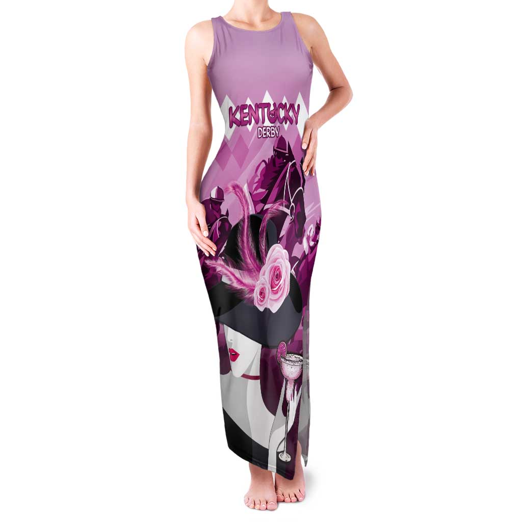 Kentucky Horse Racing Tank Maxi Dress Derby Mint Julep Girl - Pink Pastel LT14