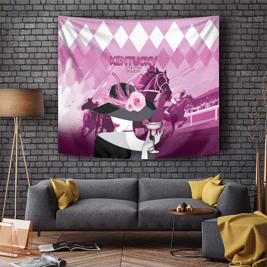 Kentucky Horse Racing Tapestry Derby Mint Julep Girl - Pink Pastel LT14