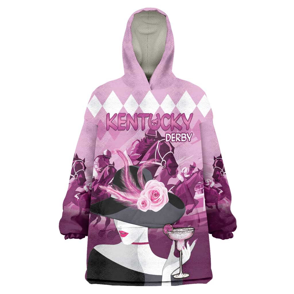Kentucky Horse Racing Wearable Blanket Hoodie Derby Mint Julep Girl - Pink Pastel LT14