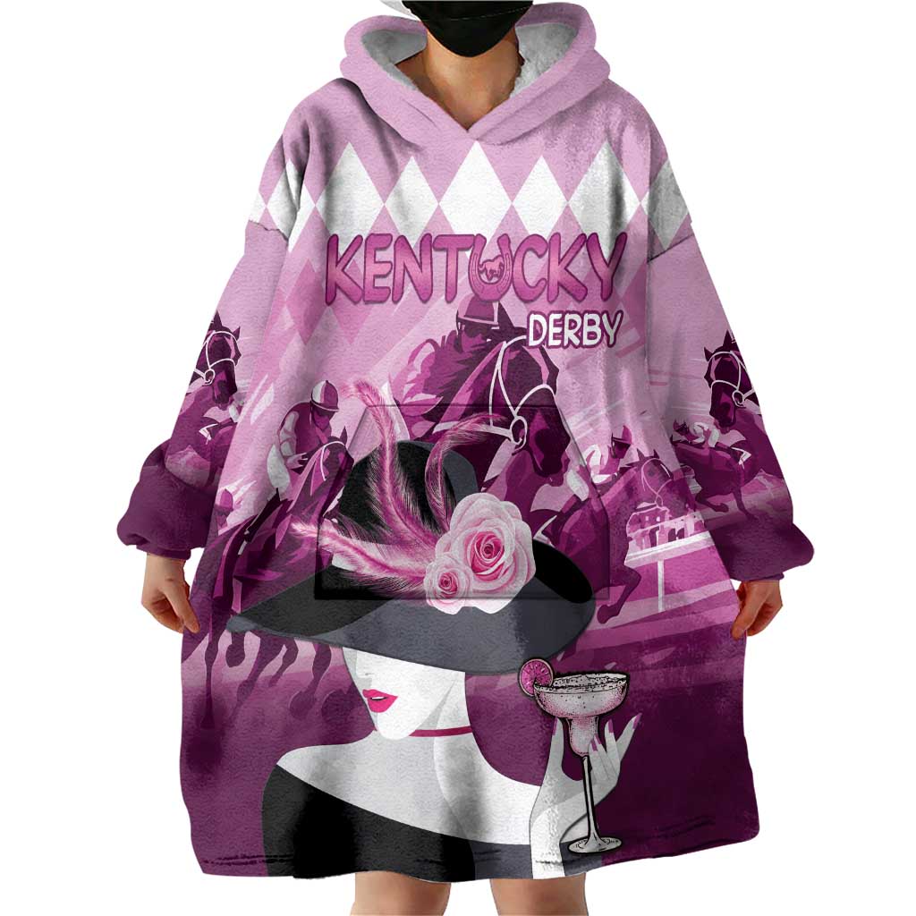 Kentucky Horse Racing Wearable Blanket Hoodie Derby Mint Julep Girl - Pink Pastel LT14