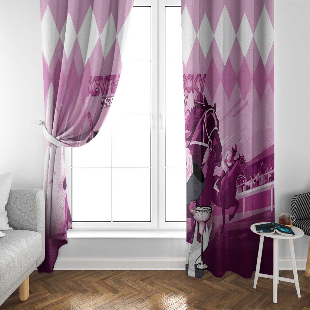 Kentucky Horse Racing Window Curtain Derby Mint Julep Girl - Pink Pastel LT14