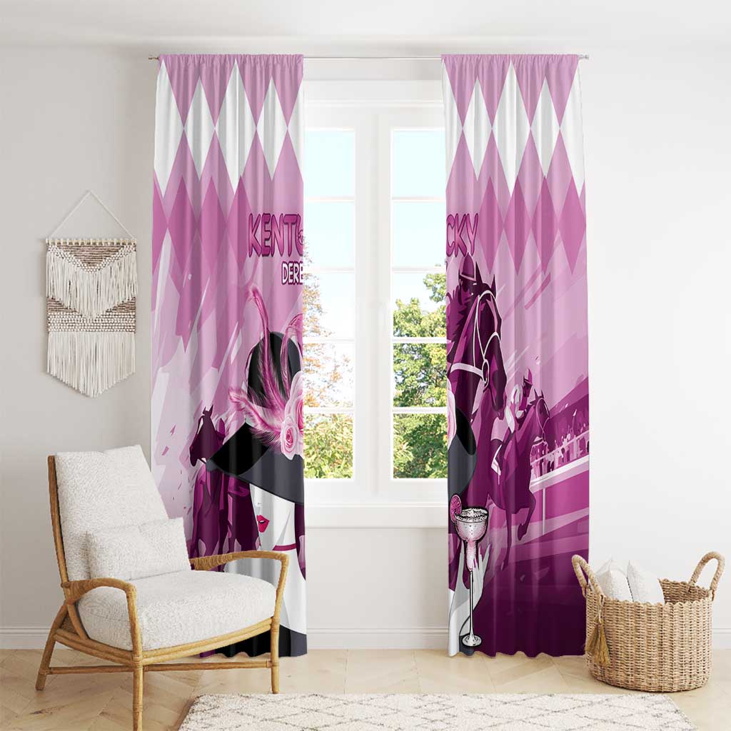 Kentucky Horse Racing Window Curtain Derby Mint Julep Girl - Pink Pastel LT14