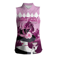 Kentucky Horse Racing Women Sleeveless Polo Shirt Derby Mint Julep Girl - Pink Pastel LT14