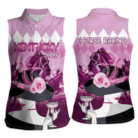 Kentucky Horse Racing Women Sleeveless Polo Shirt Derby Mint Julep Girl - Pink Pastel LT14