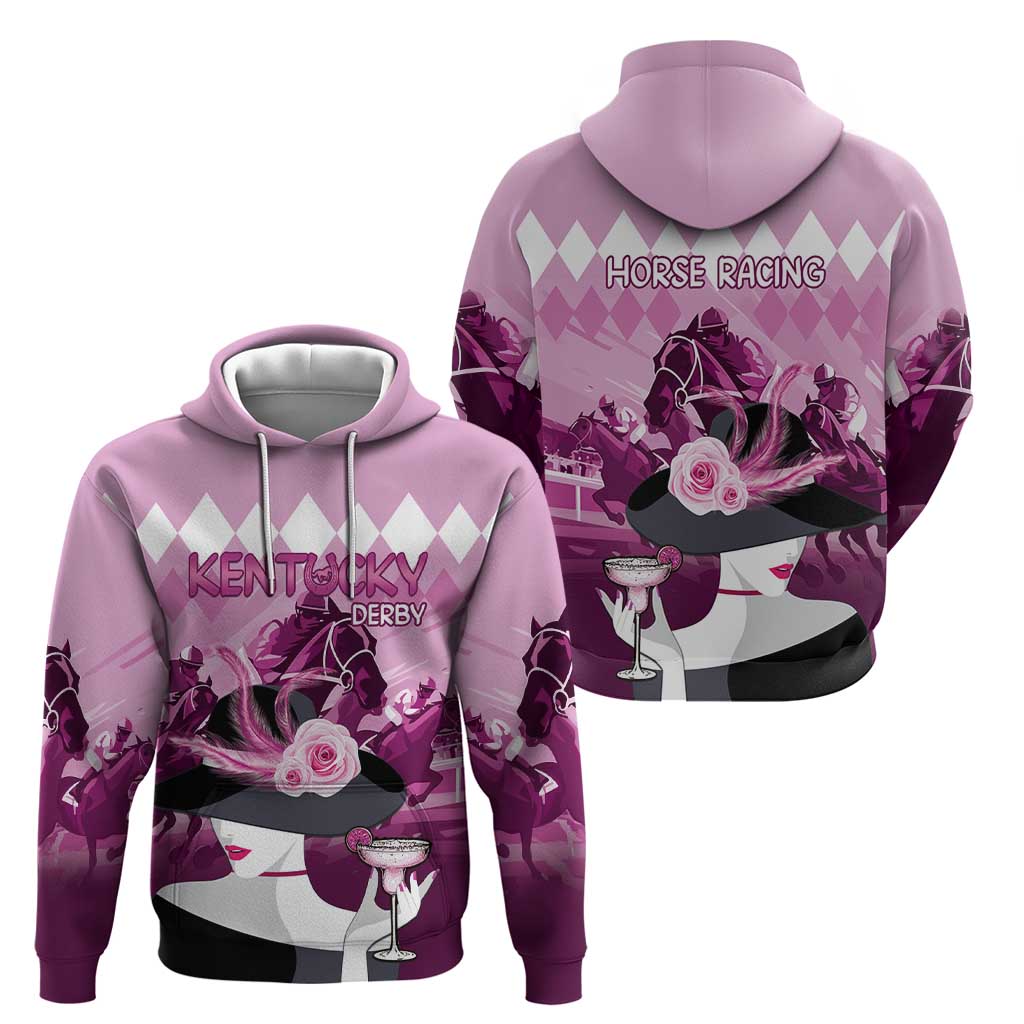 Kentucky Horse Racing Zip Hoodie Derby Mint Julep Girl - Pink Pastel LT14