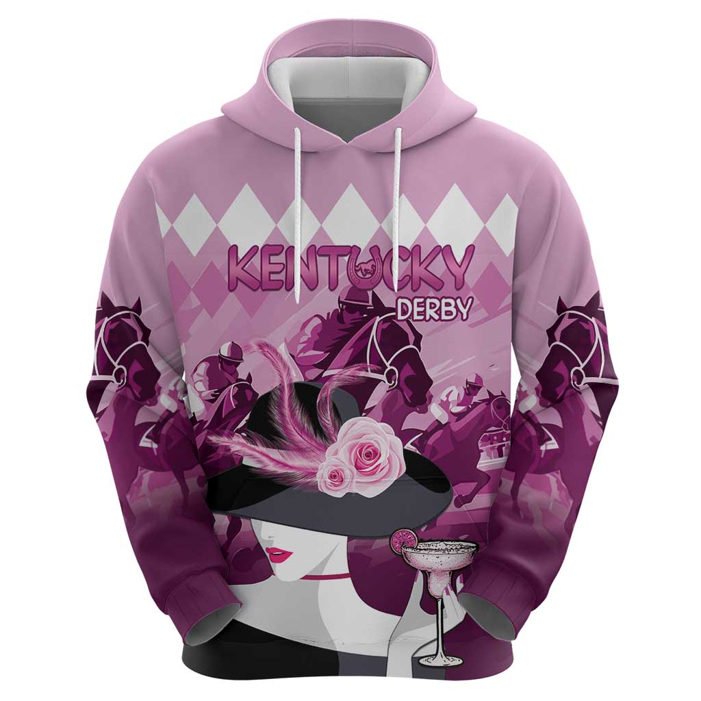 Kentucky Horse Racing Zip Hoodie Derby Mint Julep Girl - Pink Pastel LT14