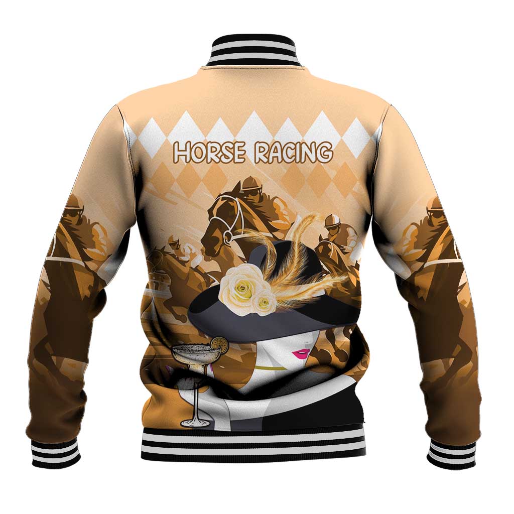 Kentucky Horse Racing Baseball Jacket Derby Mint Julep Girl - Gold Pastel LT14