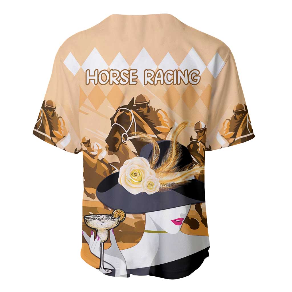 Kentucky Horse Racing Baseball Jersey Derby Mint Julep Girl - Gold Pastel LT14