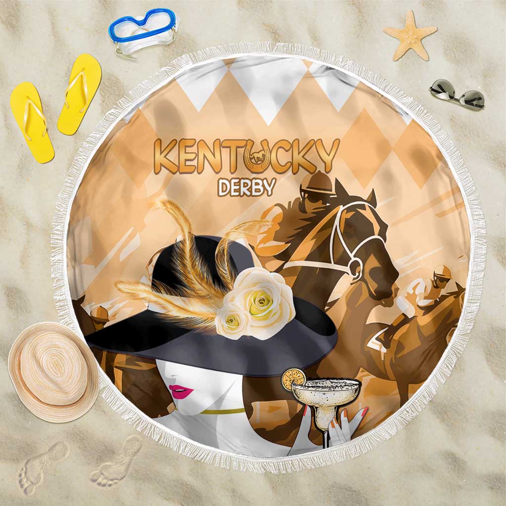 Kentucky Horse Racing Beach Blanket Derby Mint Julep Girl - Gold Pastel LT14