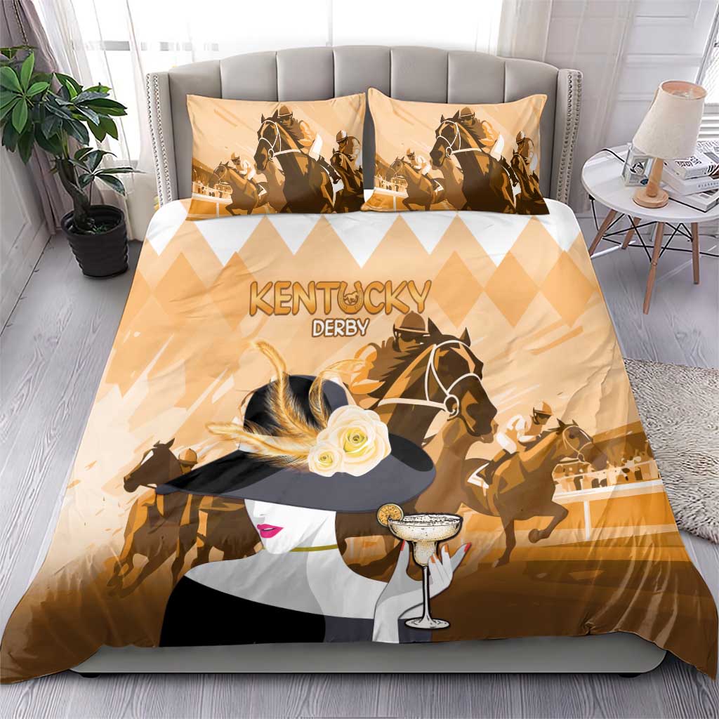 Kentucky Horse Racing Bedding Set Derby Mint Julep Girl - Gold Pastel LT14