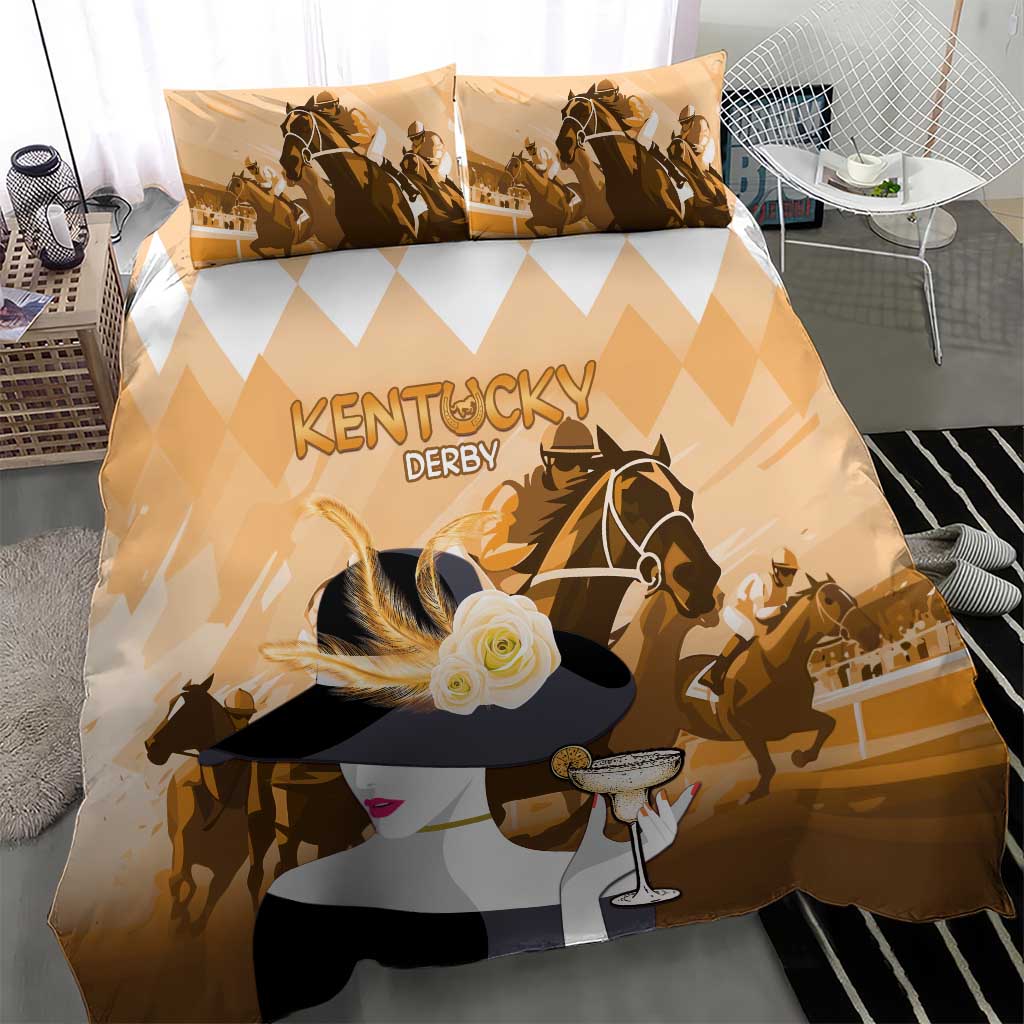 Kentucky Horse Racing Bedding Set Derby Mint Julep Girl - Gold Pastel LT14