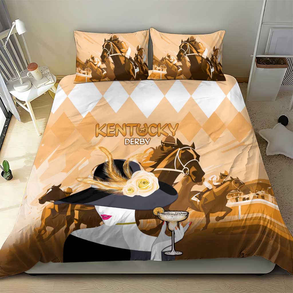 Kentucky Horse Racing Bedding Set Derby Mint Julep Girl - Gold Pastel LT14