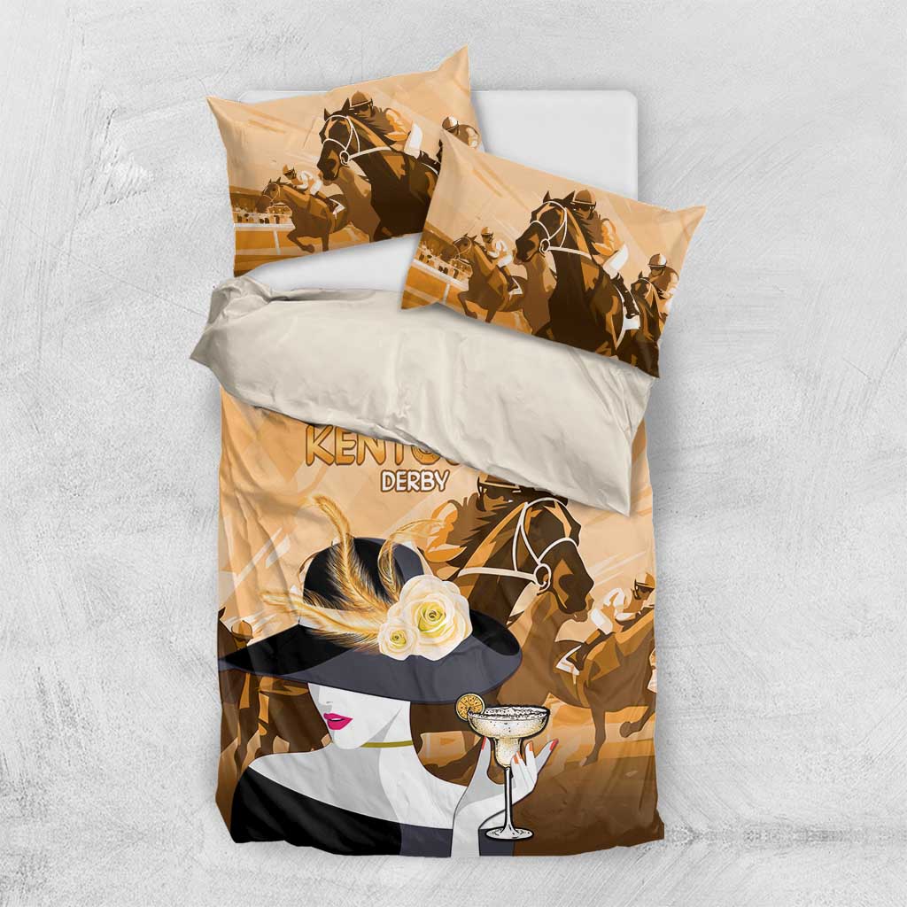 Kentucky Horse Racing Bedding Set Derby Mint Julep Girl - Gold Pastel LT14